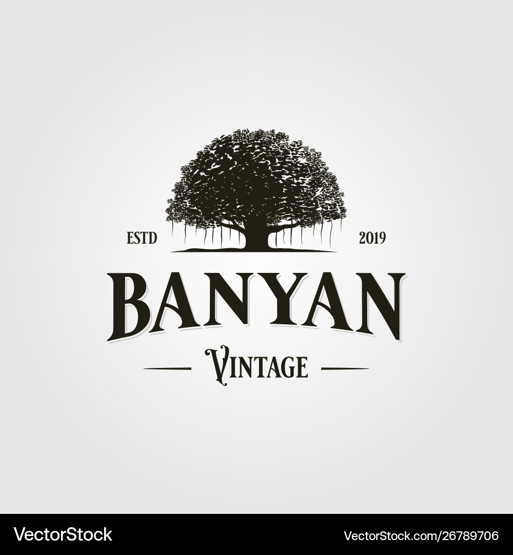 Vintage Banyan Tree Logo Vector Image