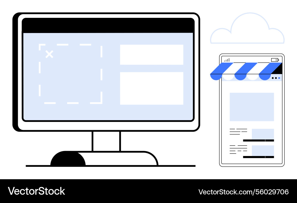 Website building concept with desktop screen vector image
