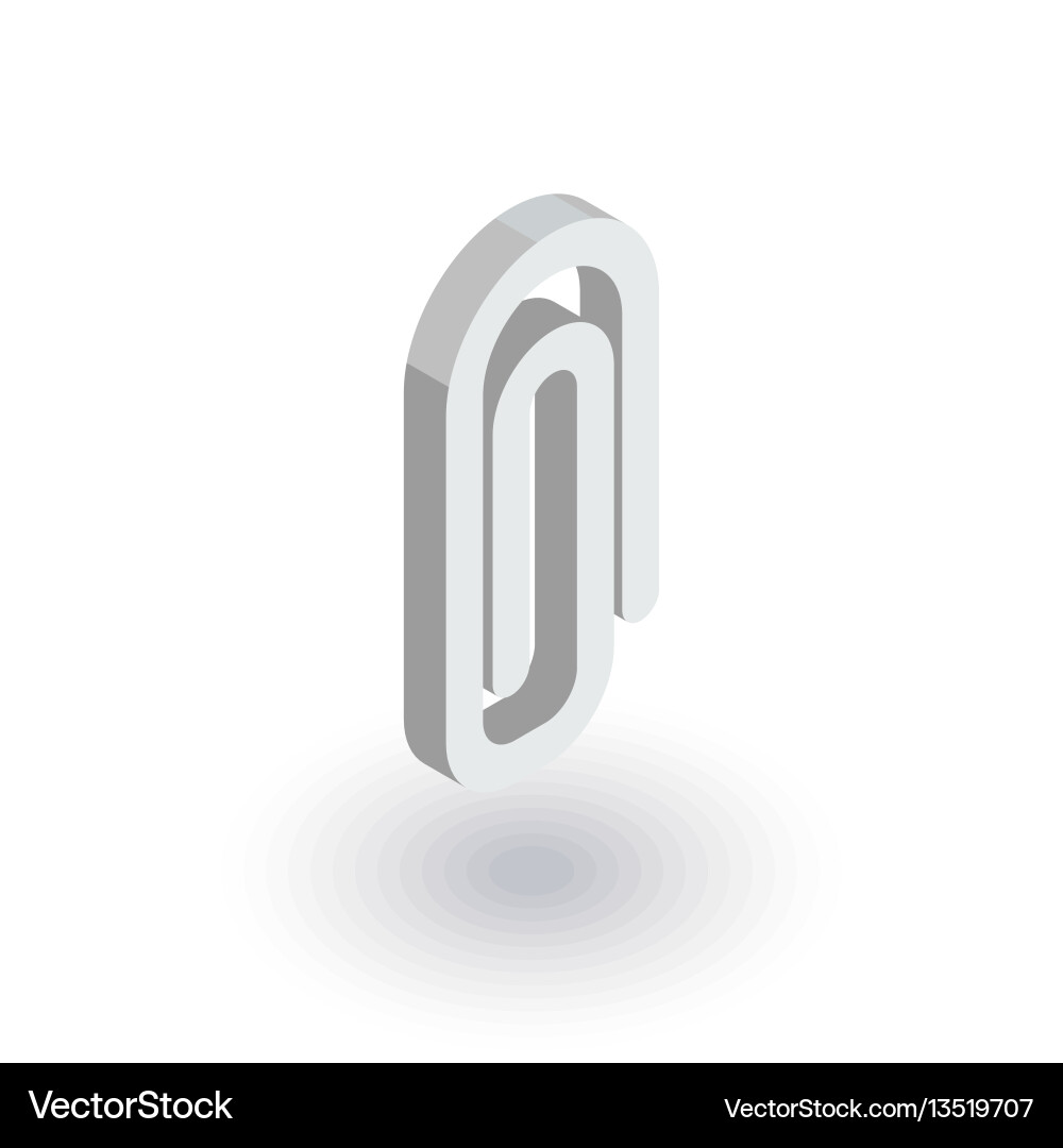 Attach paper clip isometric flat icon 3d Attach paper clip isometric flat icon 3d vector image