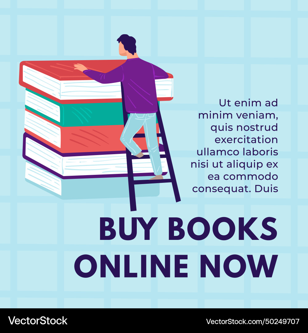 Bookstore or library buy books now promo banner Bookstore or library buy books now promo banner vector image