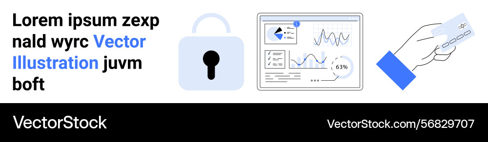Digital security concept with lock data dashboard Digital security concept with lock data dashboard vector image