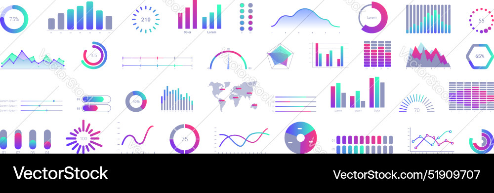 Minimal graph ui icons set marketing team vector image