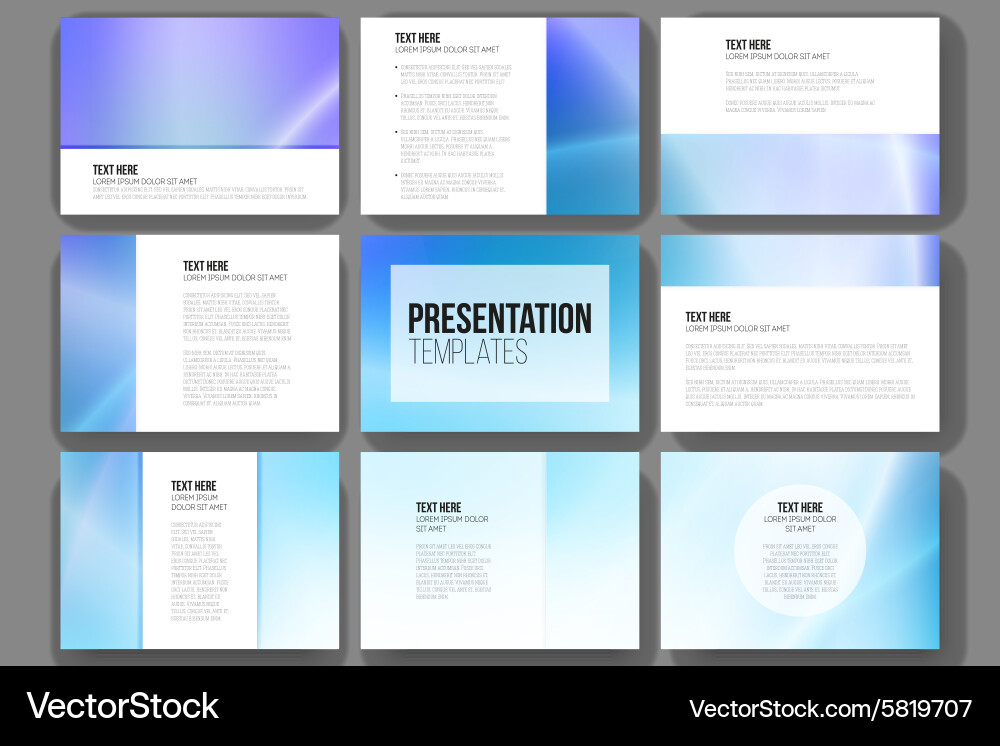 Set of 9 templates for presentation slides vector image