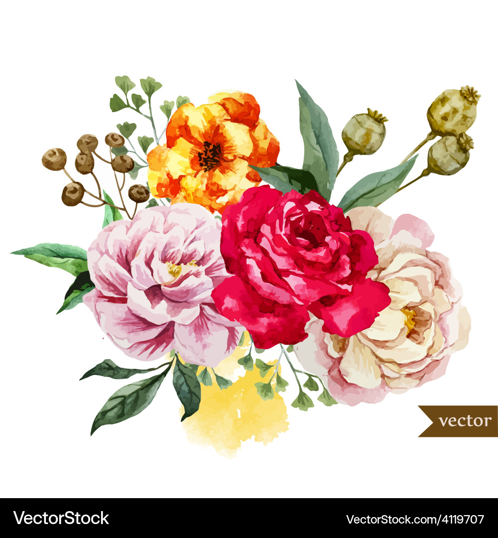 Watercolor Floral Pattern Vector Image
