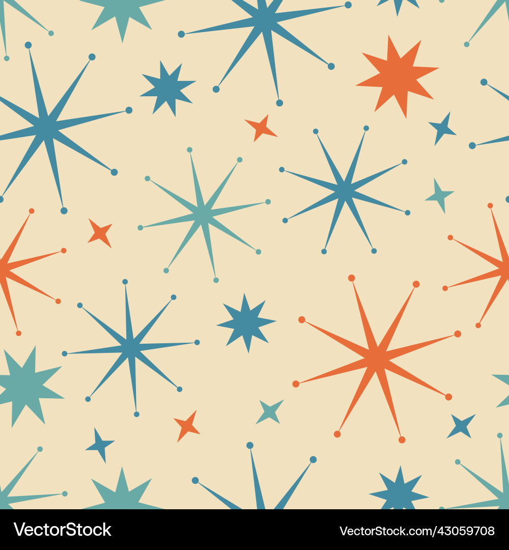 1950s star seamless pattern 1950s star seamless pattern vector image