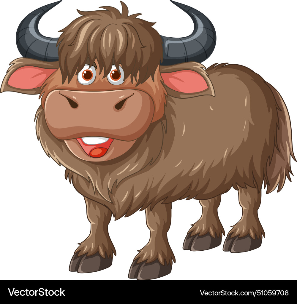 A friendly smiling yak in graphic style vector image