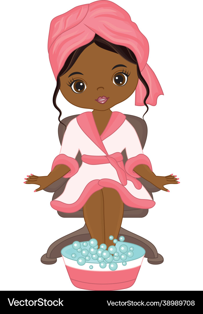 Beautiful young spa black girl doing pedicure Beautiful young spa black girl doing pedicure vector image