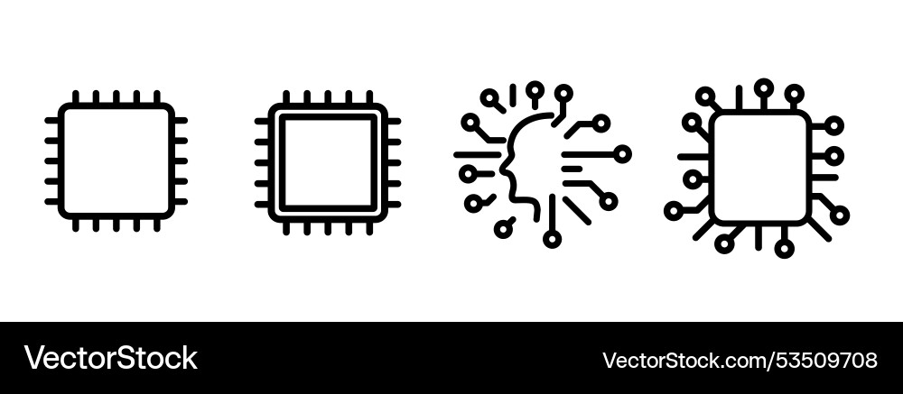 Cpu processor or semiconductor chip circuit icon Vector Image