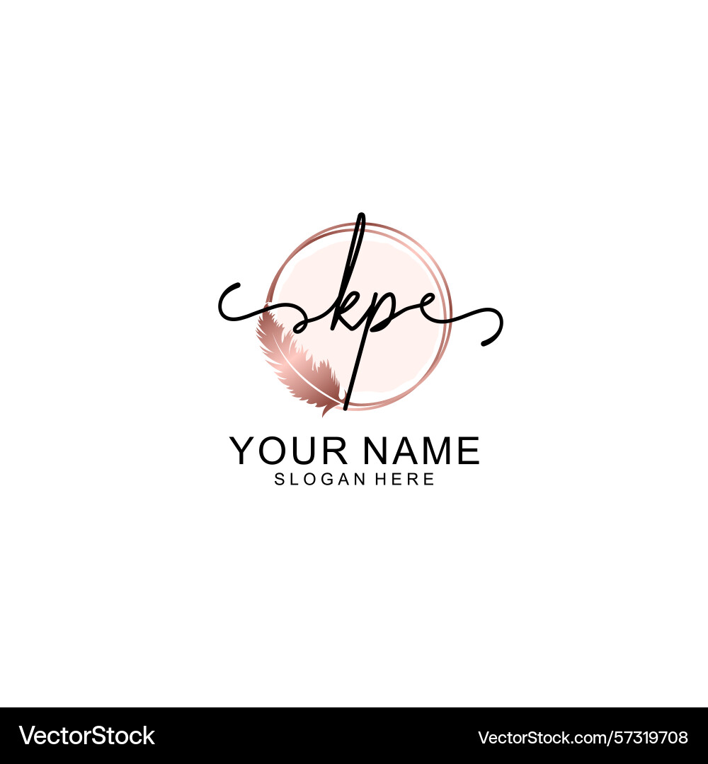 Handwritten kp initial logo with circle Vector Image
