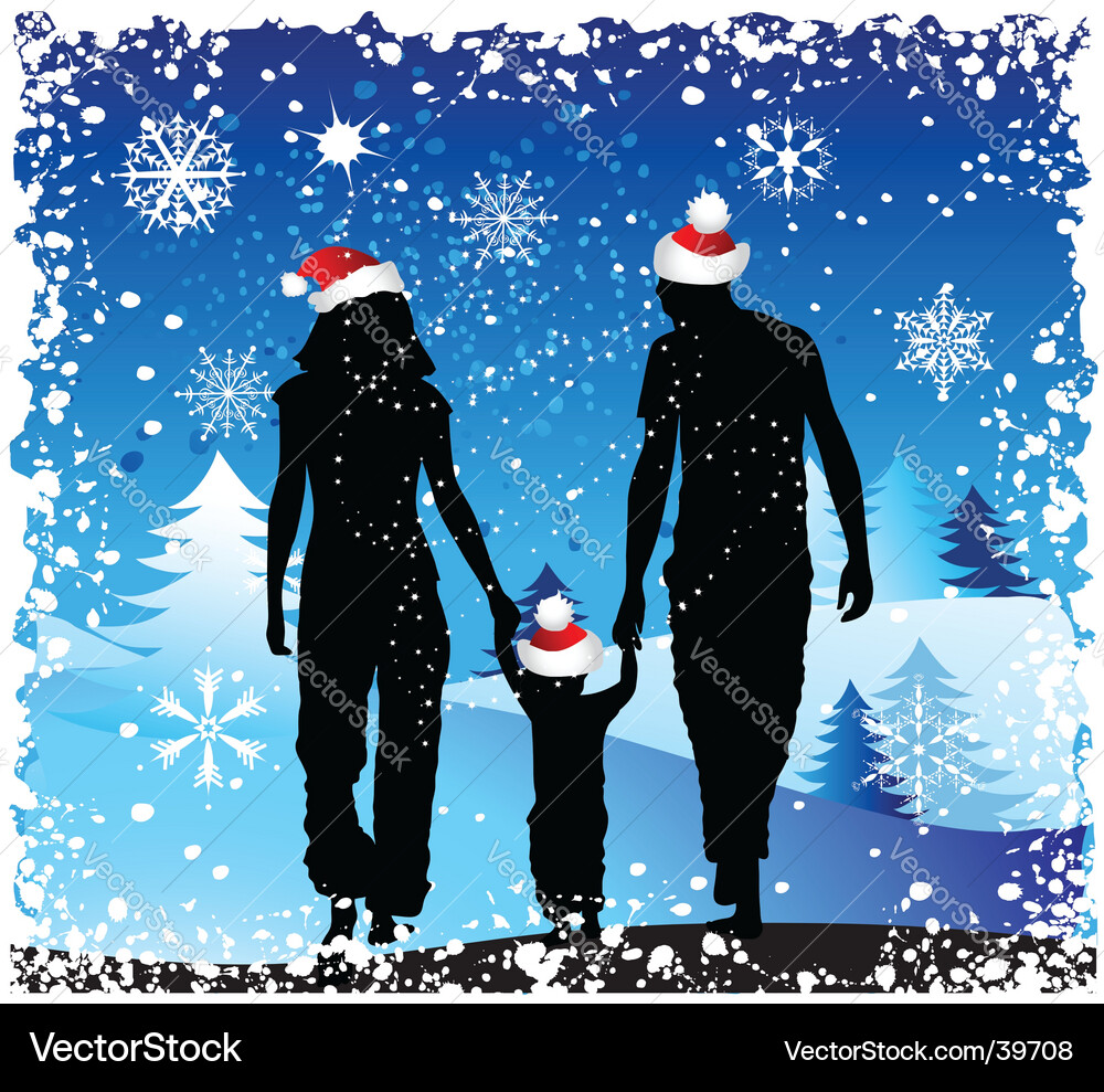 Joyful Christmas Family Portrait Vector Image
