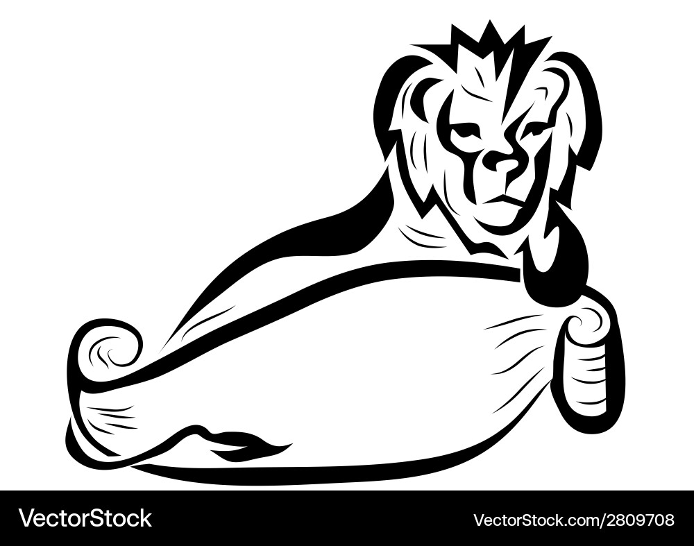 Lion and scroll Vector Image