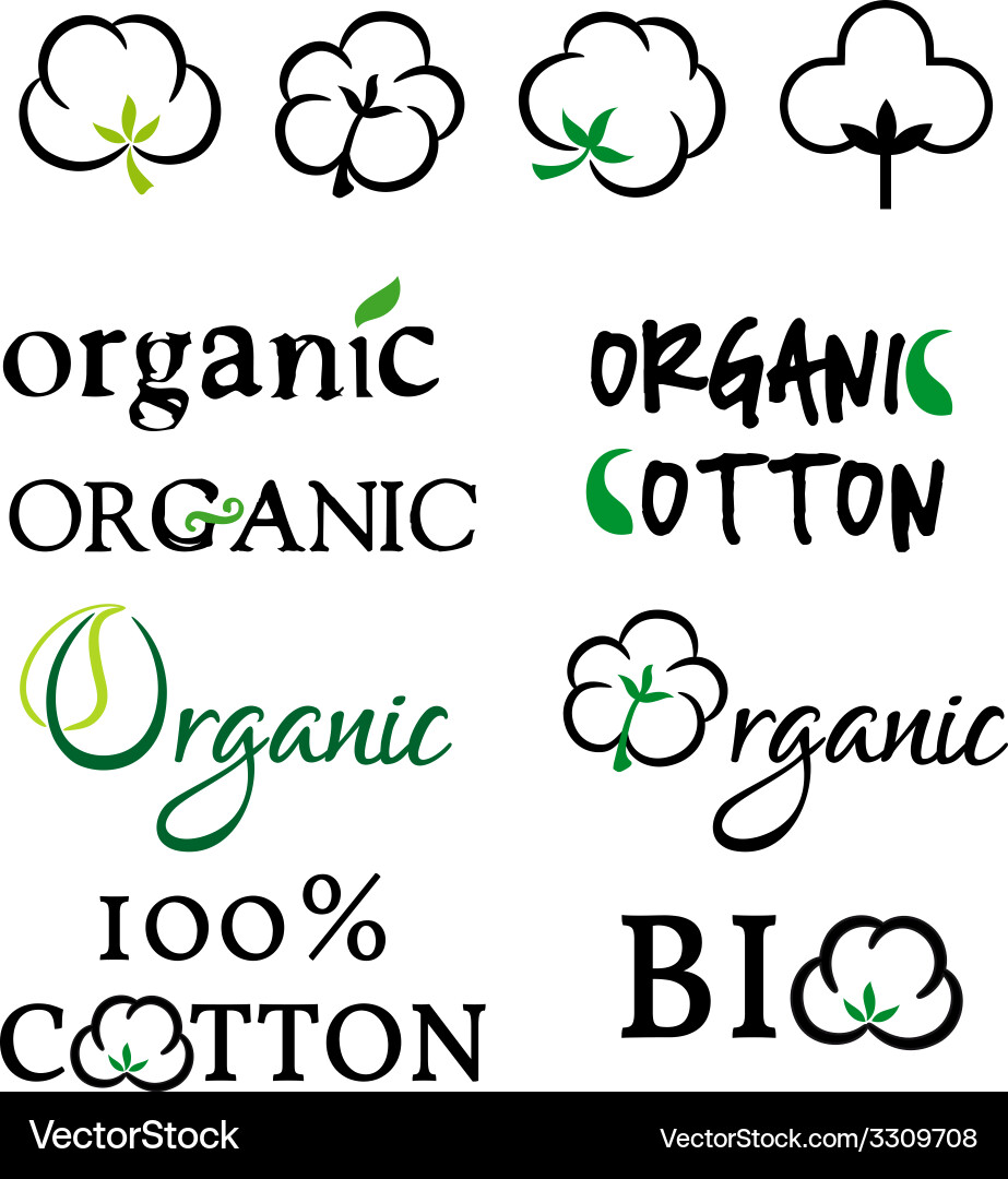 Organic Cotton Symbols & Icons Vector Image