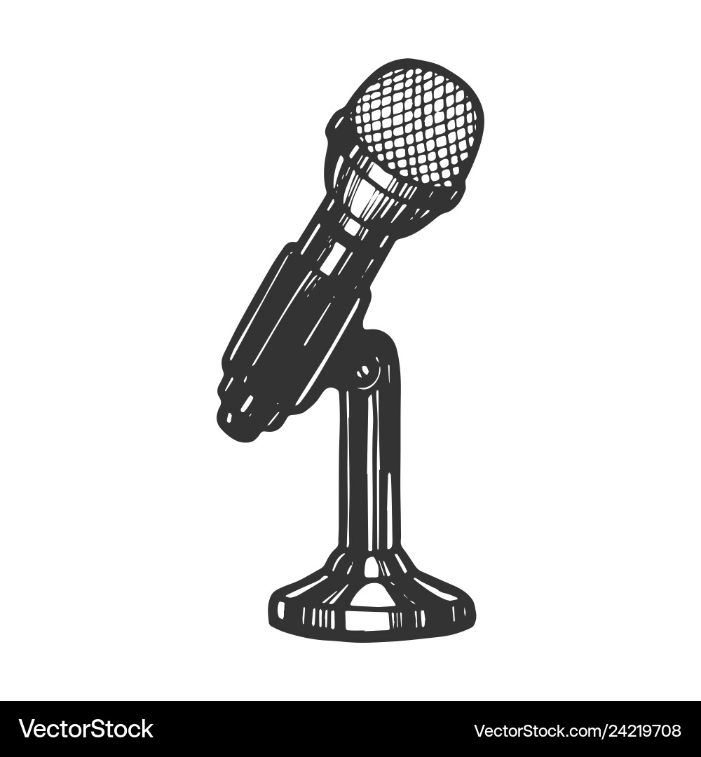 Scratchboard Microphone Sketch vector image