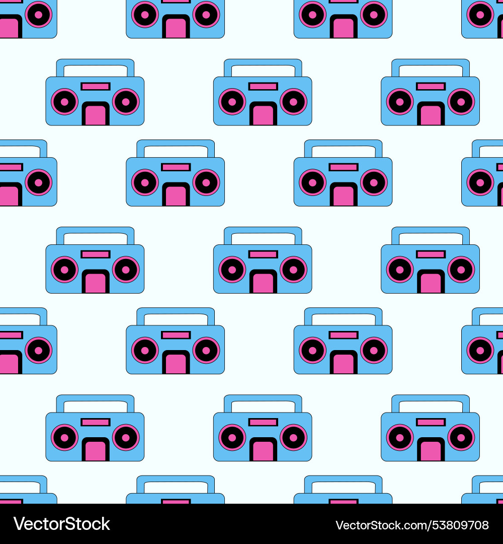 Seamless pattern with retro record player Seamless pattern with retro record player Vector Image