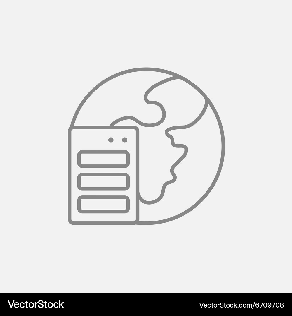 Server and globe line icon Vector Image