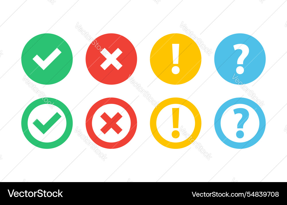 Tick cross icon button set check mark icons Tick cross icon button set check mark icons vector image