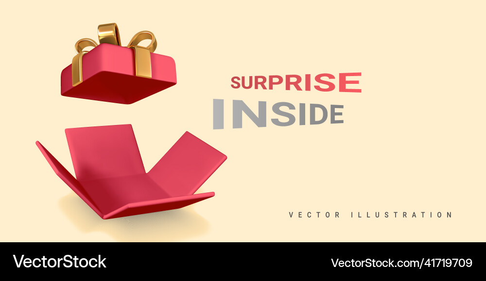 3d render and draw by mesh realistic red gift box 3d render and draw by mesh realistic red gift box vector image