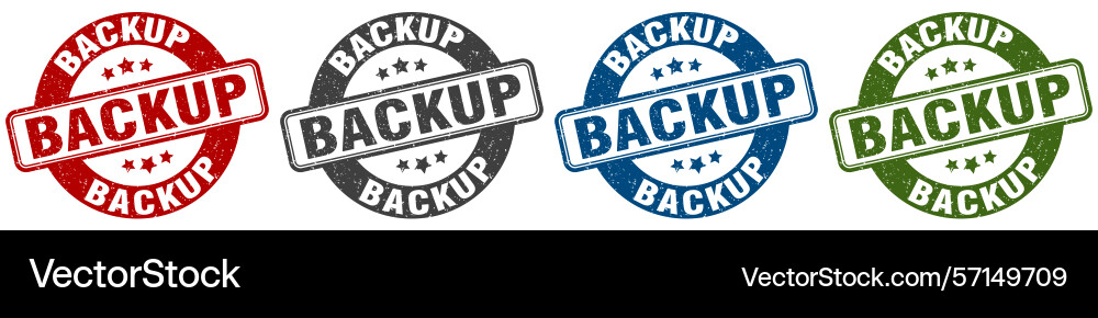 Backup stamp round set isolated Vector Image