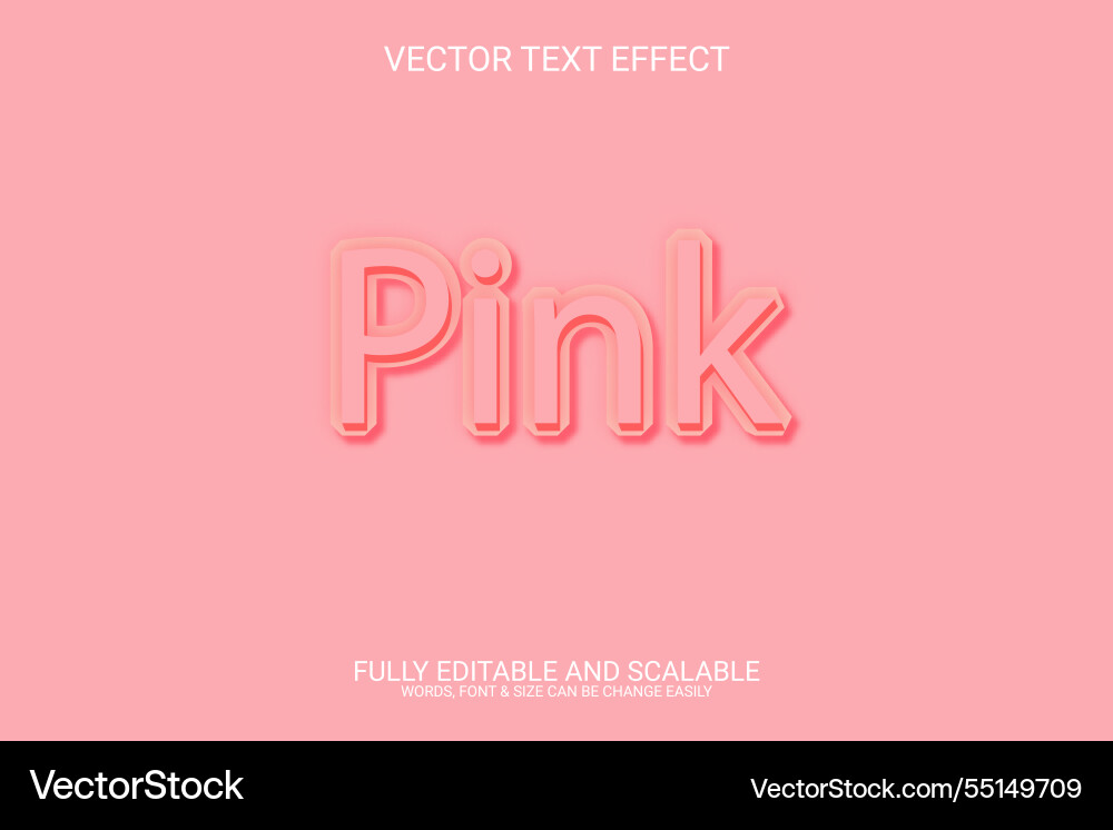 Pink 3d text effect Royalty Free Vector Image - VectorStock