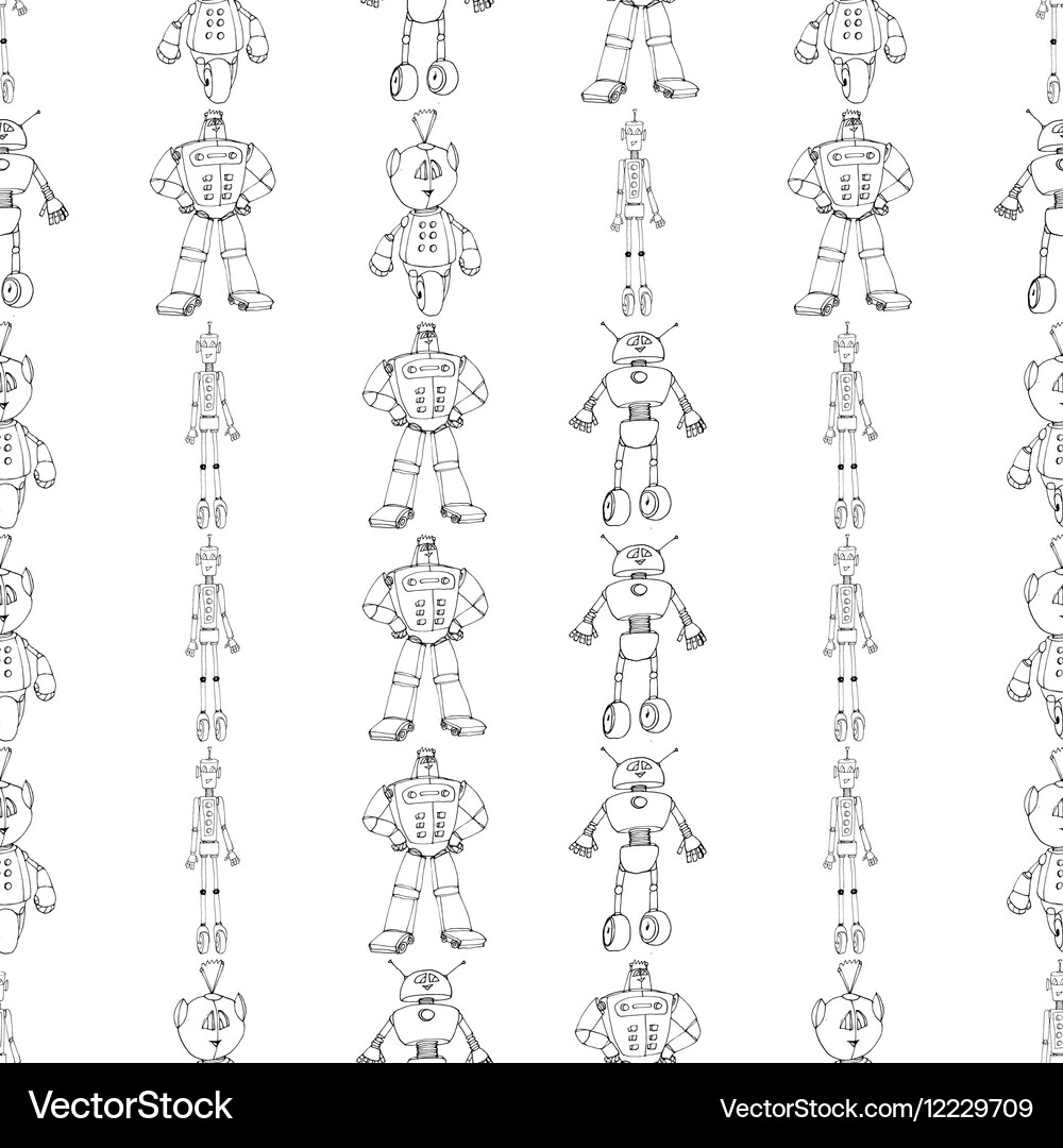 Robot doodles pattern Vector Image