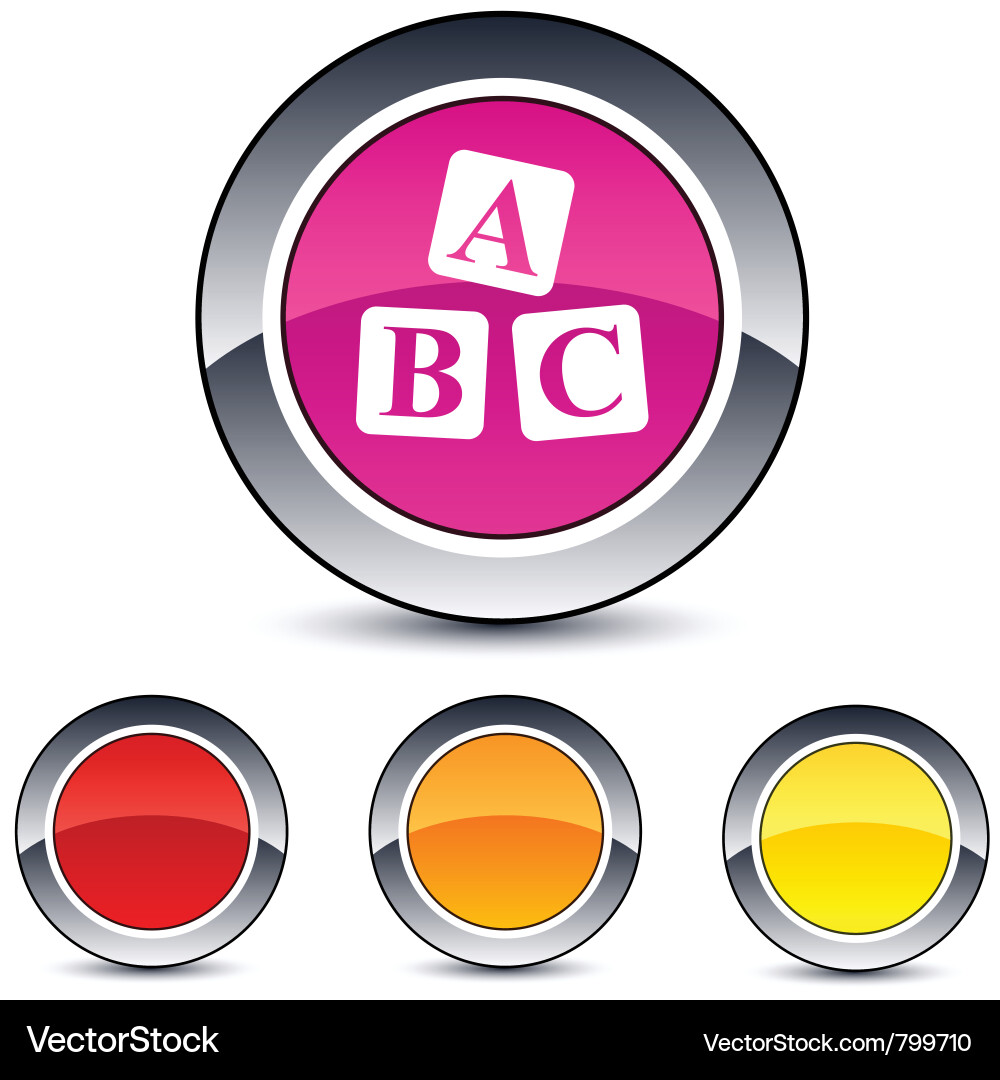 Abc cubes round button Vector Image