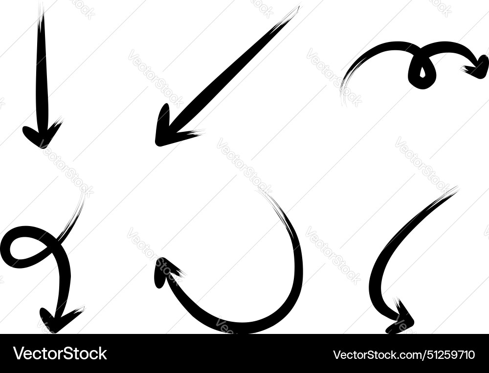 Brush arrow direction shape curved line pictogram Vector Image