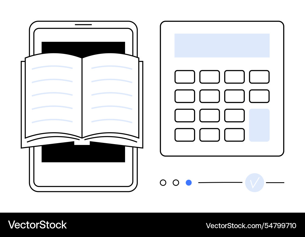 Digital learning and calculation open book Digital learning and calculation open book vector image