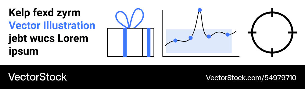 Gift box with bow line graph and target icon Gift box with bow line graph and target icon vector image