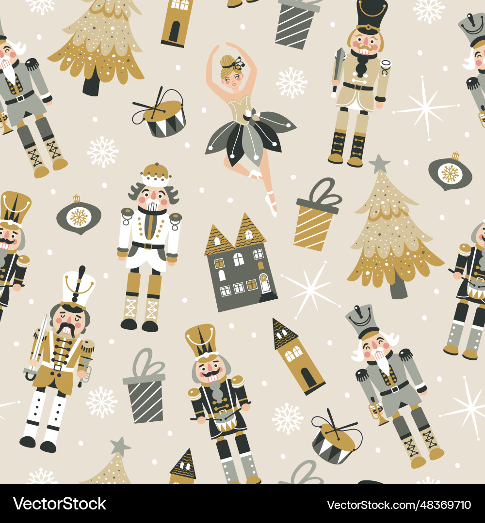 Nutcracker Christmas Pattern vector image