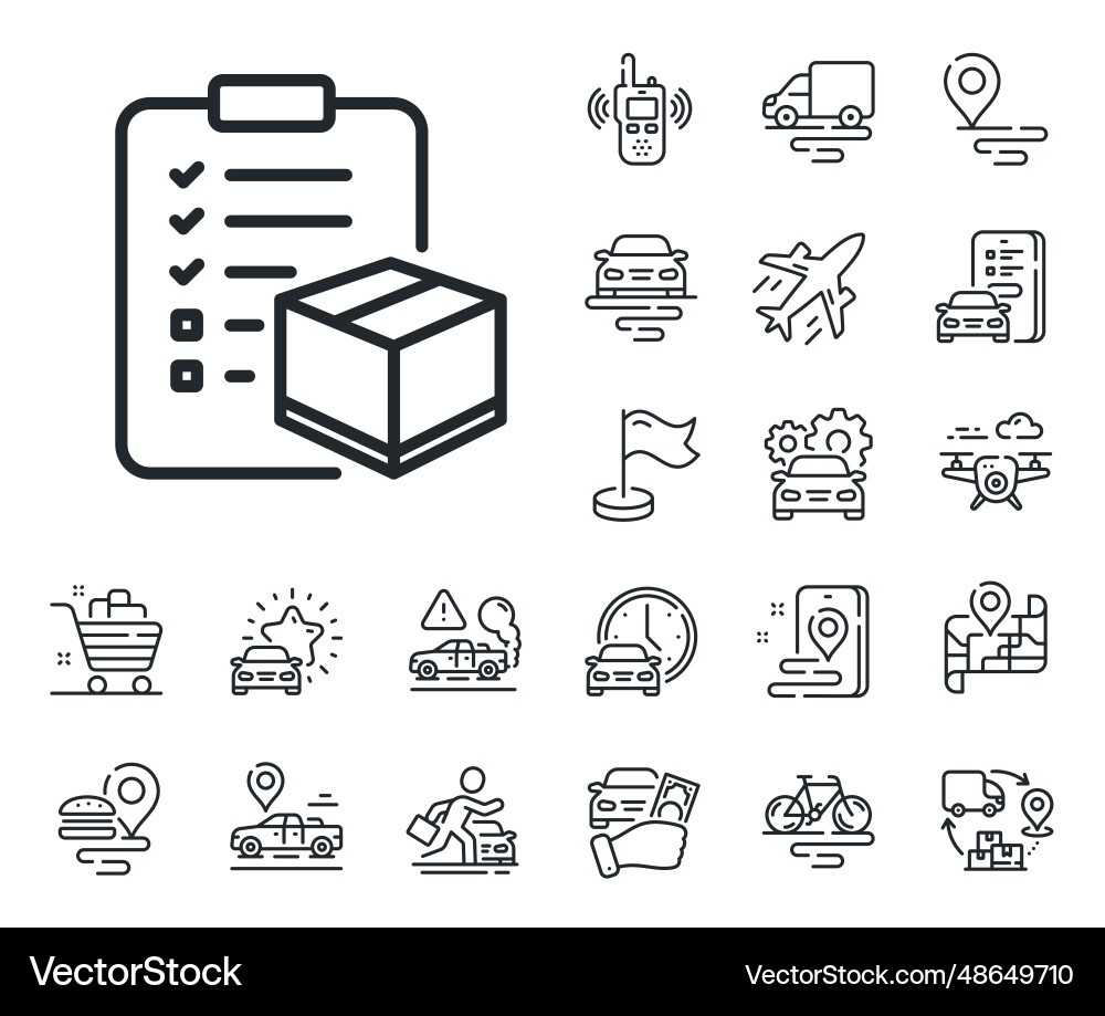 Parcel checklist line icon logistics check plane vector image