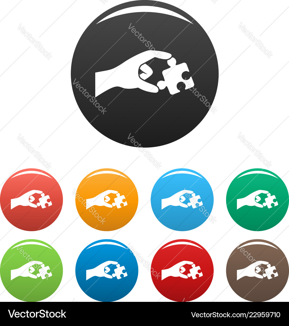 Puzzle Solution Icons - Color Set vector image