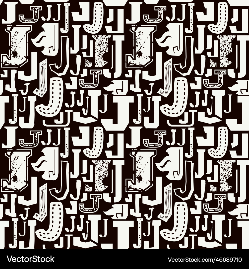 Seamless pattern with letters j vector image