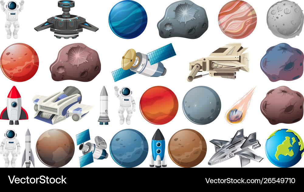 Space Planets and Objects vector image