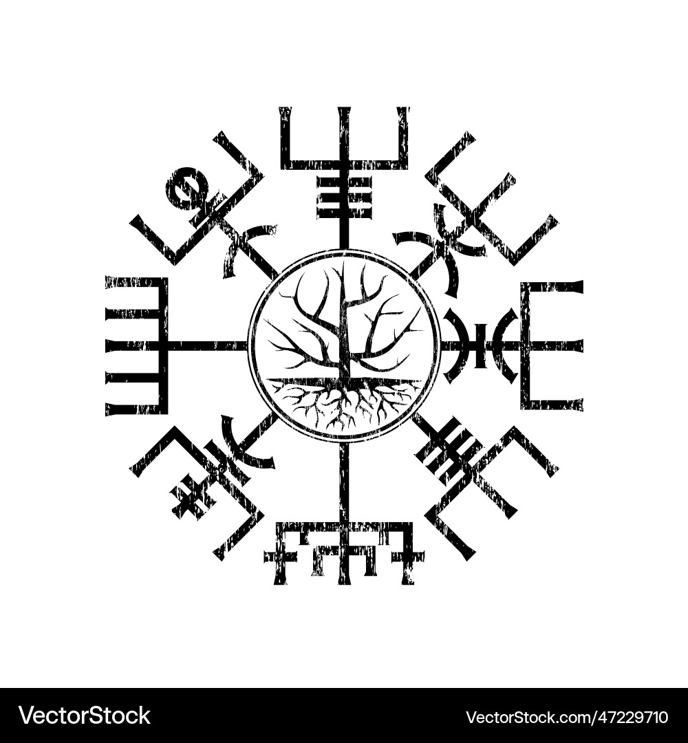 Vegvisir true outline and tree vector image