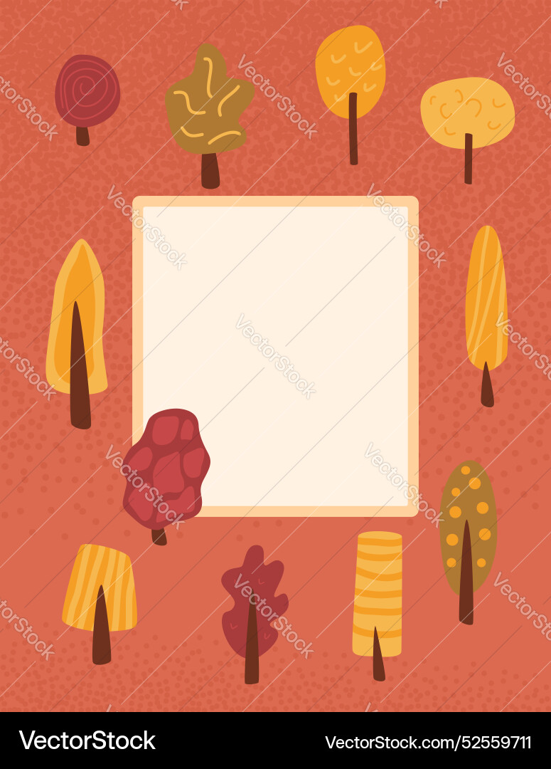 Autumn forest background with border template Autumn forest background with border template vector image