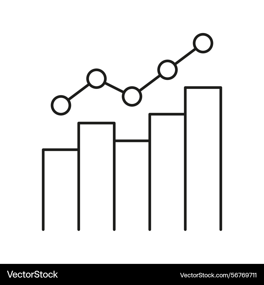 Bar chart with line graph icon data analysis Bar chart with line graph icon data analysis vector image