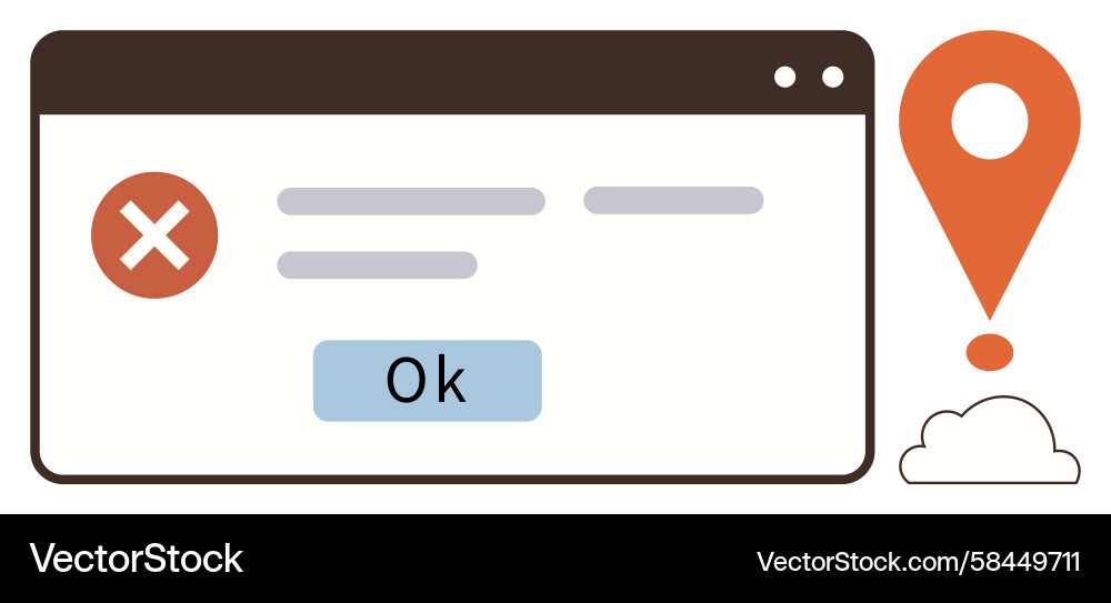 Browser Error Pop-up with Alert Vector Image