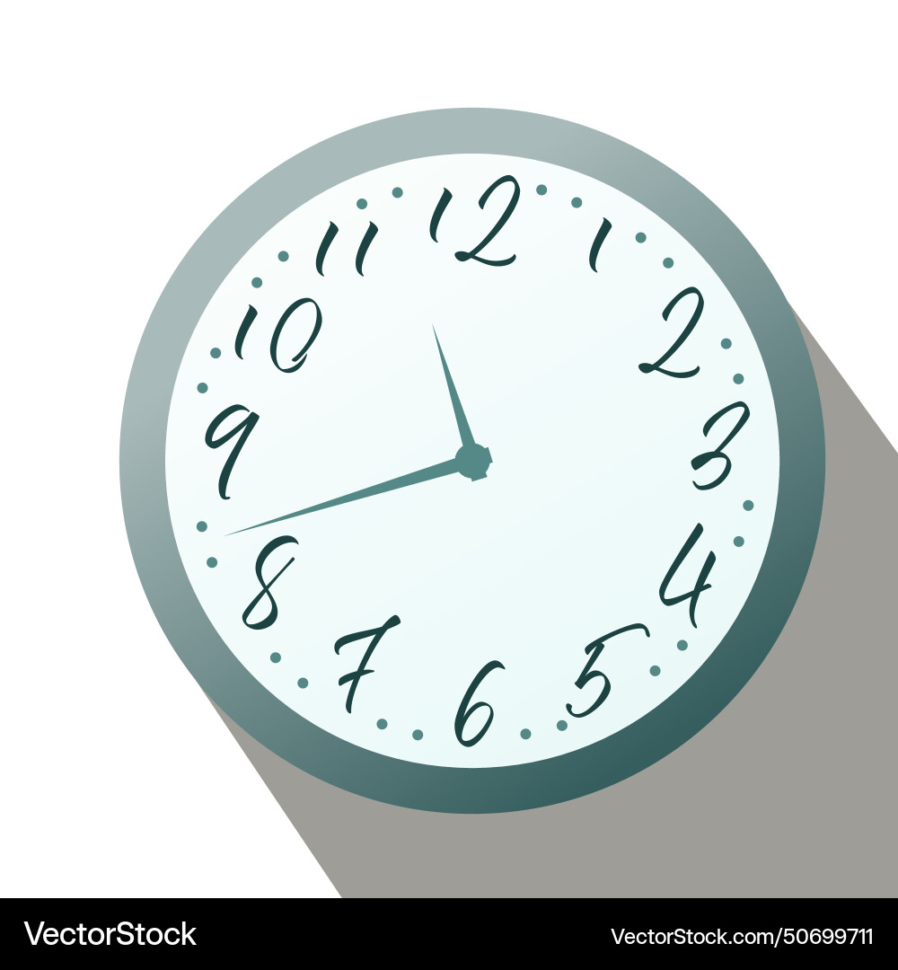 Clock icon in flat style with shadow Vector Image