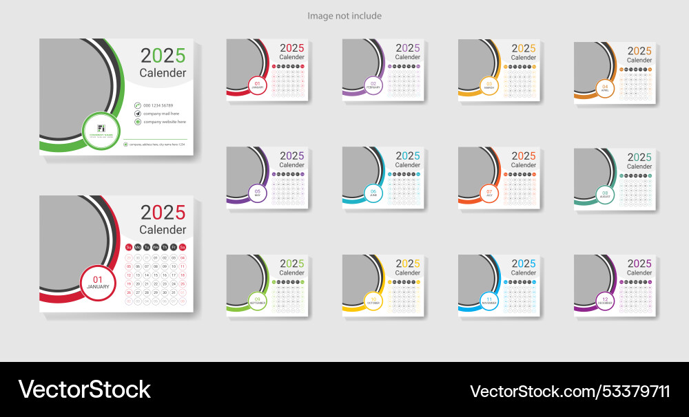 Desk calendar 2025 template design Royalty Free Vector Image