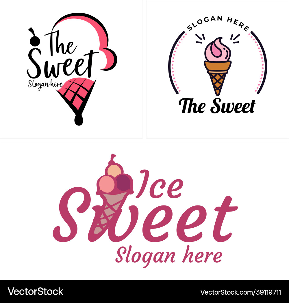 Ice cream waffle cone logo Ice cream waffle cone logo vector image
