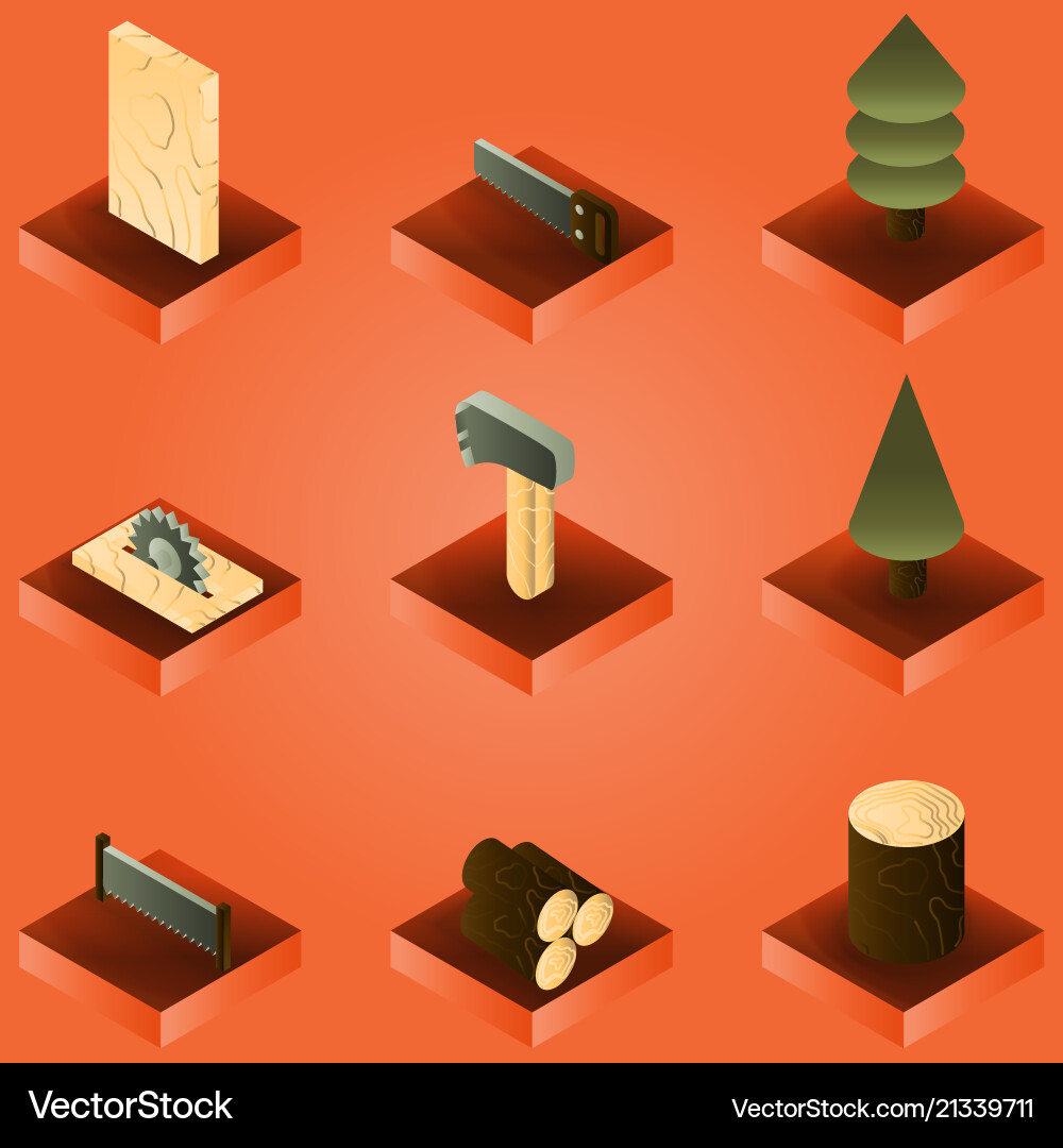 Isometric Lumberjack Toolkit vector image