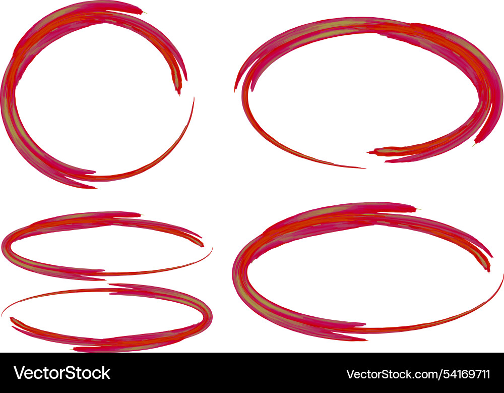 Luminous red color circle frames set Vector Image