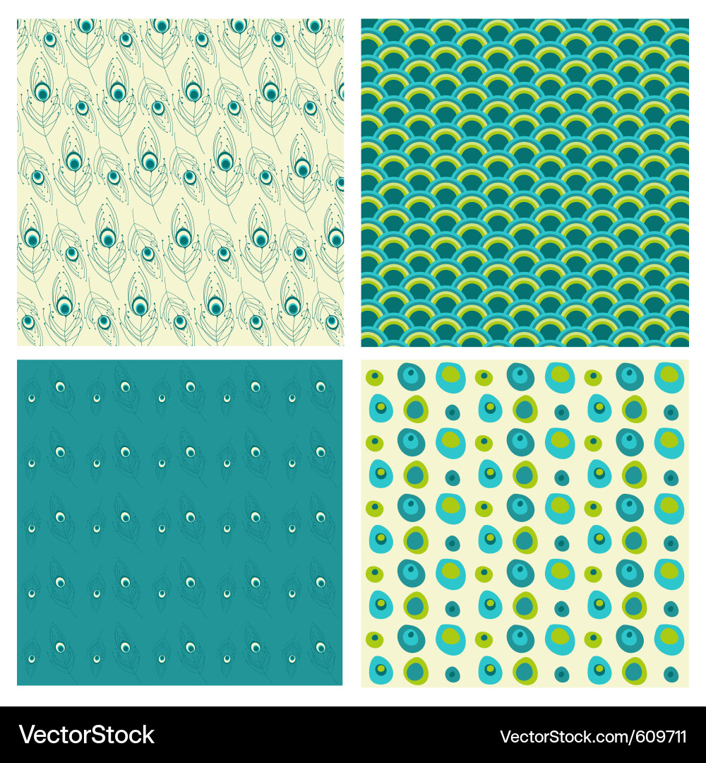 Peacock Feather Pattern - Seamless Background vector image