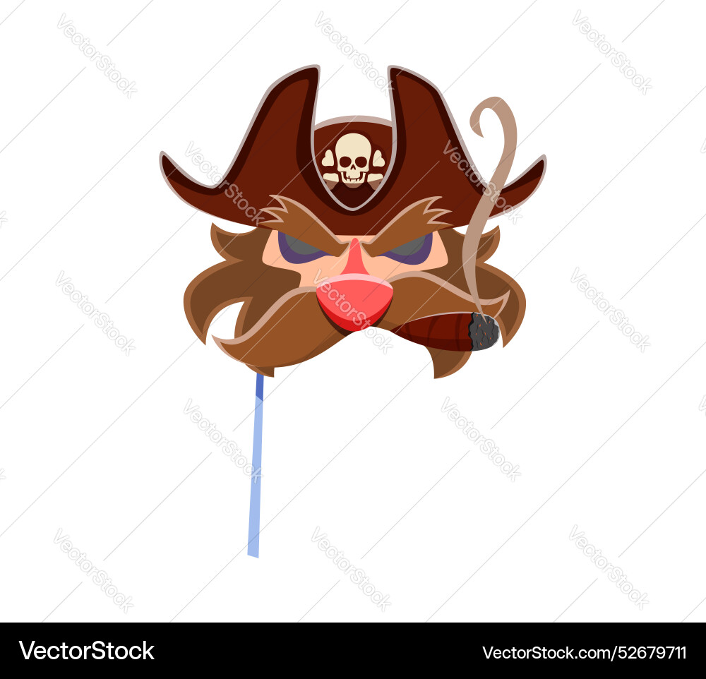 Pirate captain carnival and photo booth mask Pirate captain carnival and photo booth mask vector image