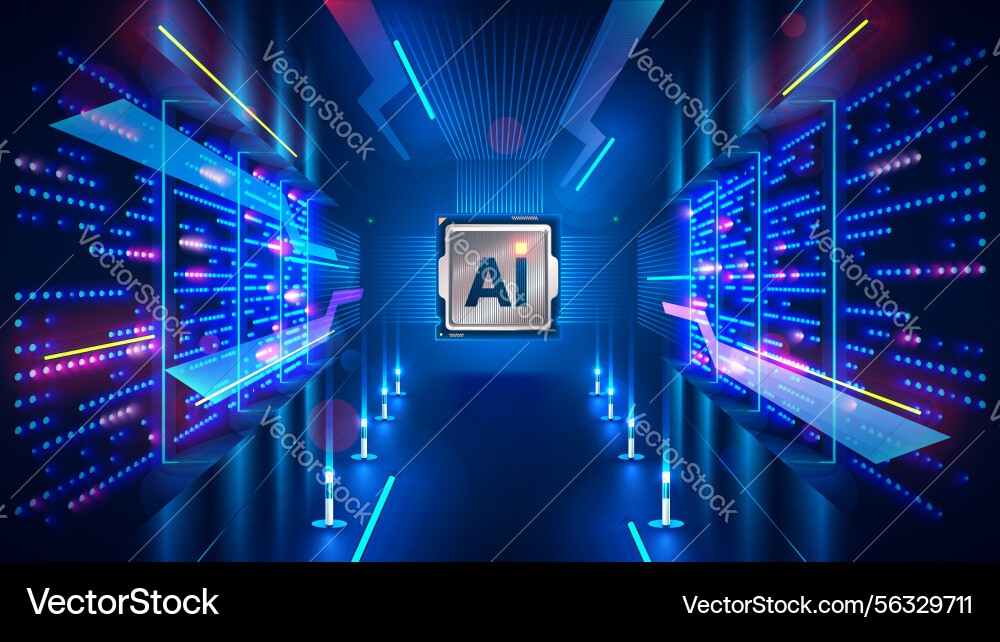 Processor with integration ai letters on chip Processor with integration ai letters on chip vector image