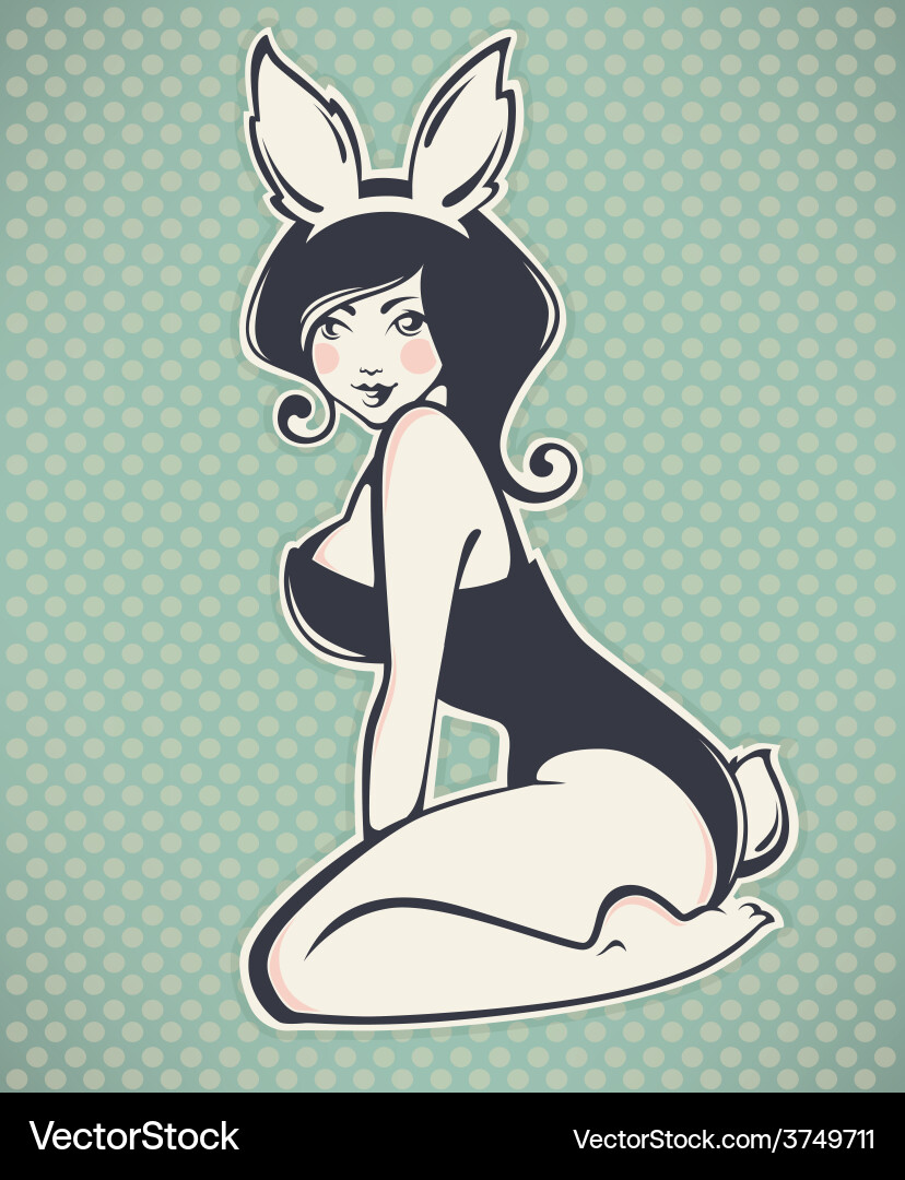 Retro Pinup Bunny Girl Vector Image