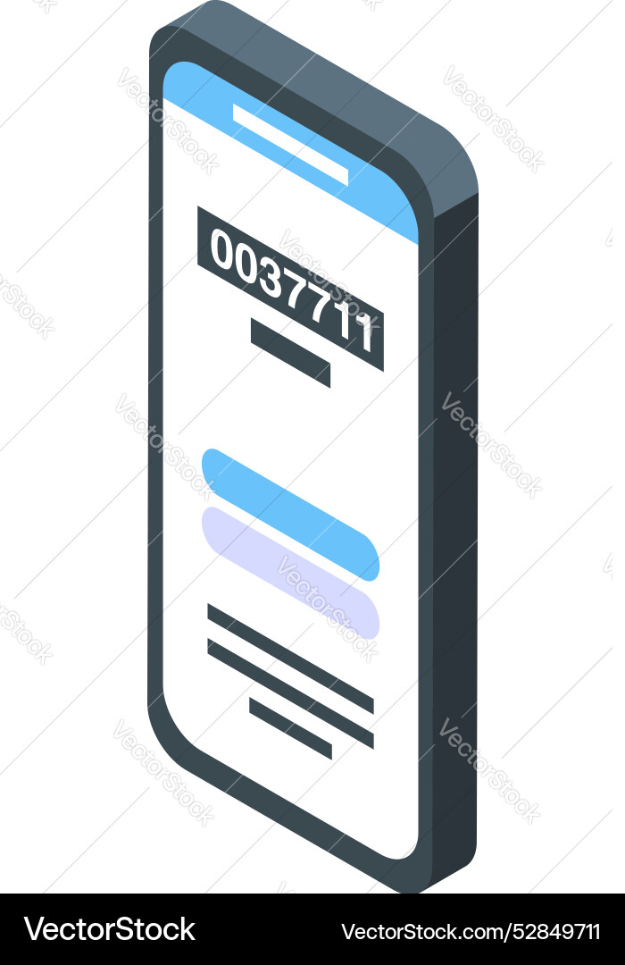 Smartphone showing queue number isometric icon Smartphone showing queue number isometric icon vector image
