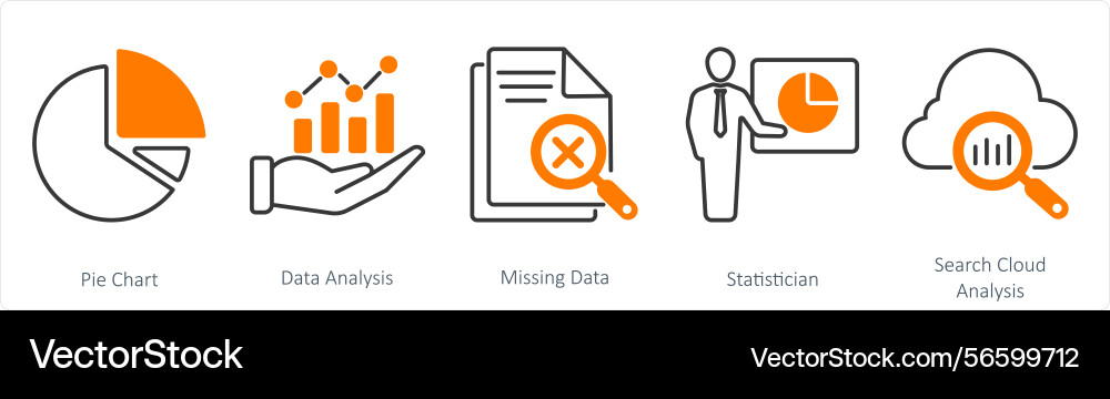 A set of 5 statistics icons as pie chart data vector image