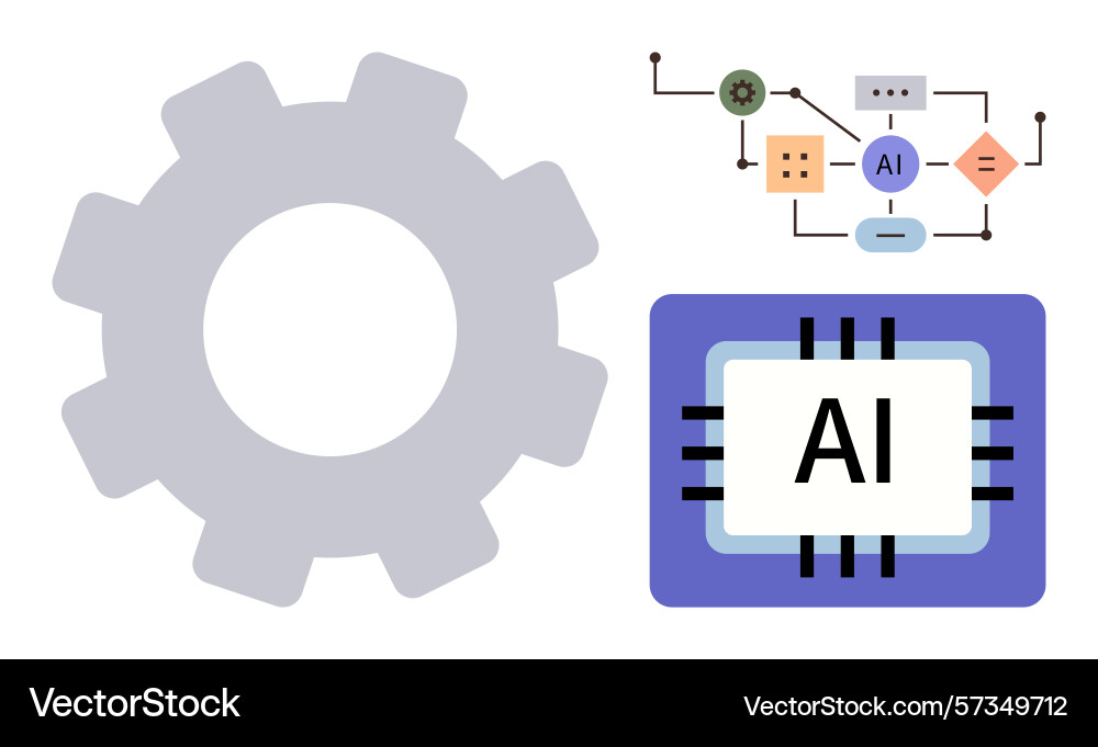 Artificial intelligence gear and circuit concepts Artificial intelligence gear and circuit concepts vector image