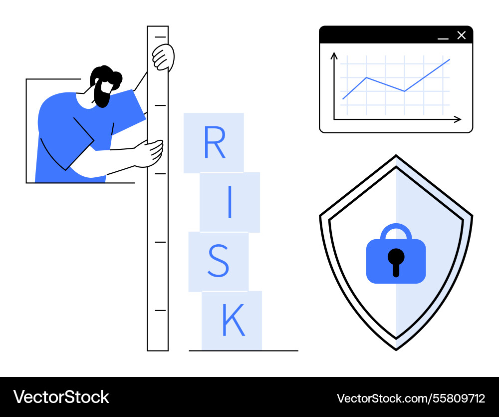 Assessing risk levels with data analysis Assessing risk levels with data analysis vector image